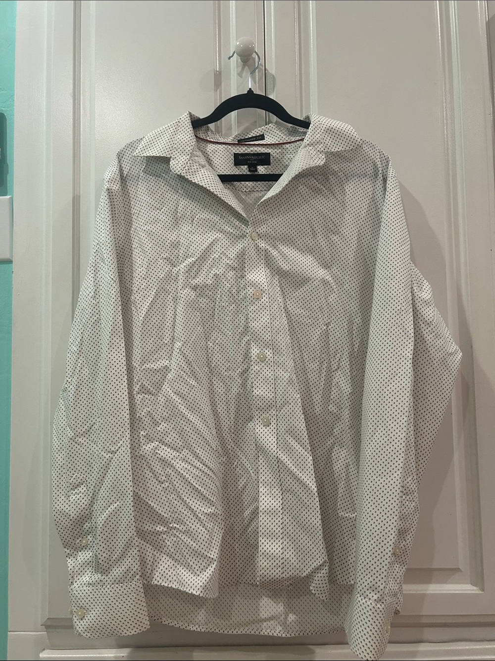 Banana Republic White Dress Shirt with Microdot Pattern